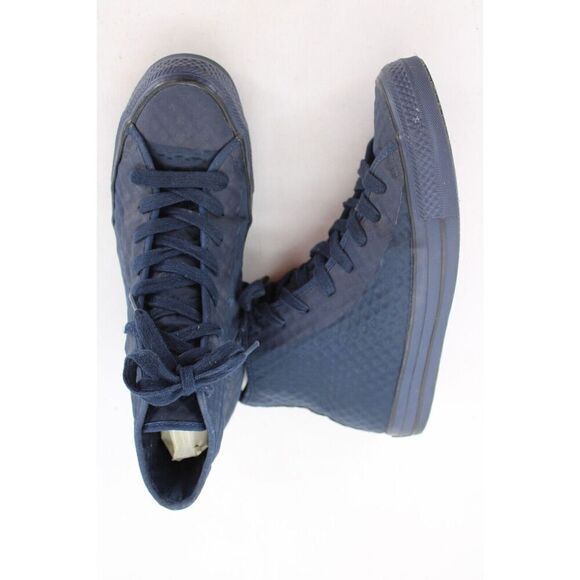 Converse High Top Navy Blue Diamond Pattern Mens Size 7 - Picture 2 of 11
